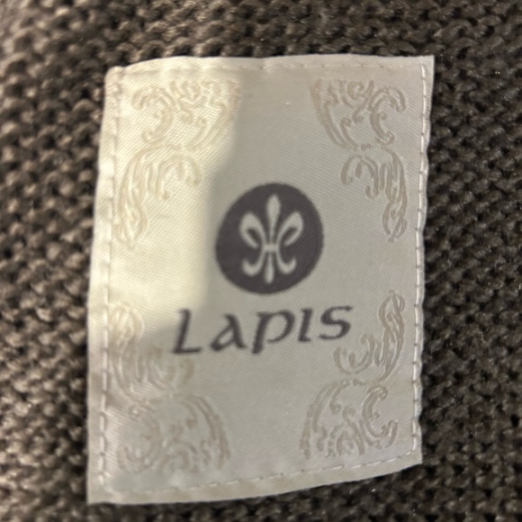 Lapis fur trim long sleeve front tie sweater - Picture 9 of 10